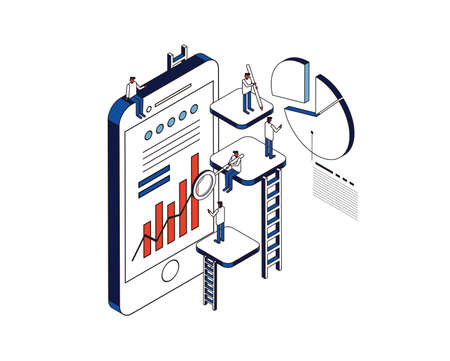 Image of analyzing information Business isometricのイラスト素材