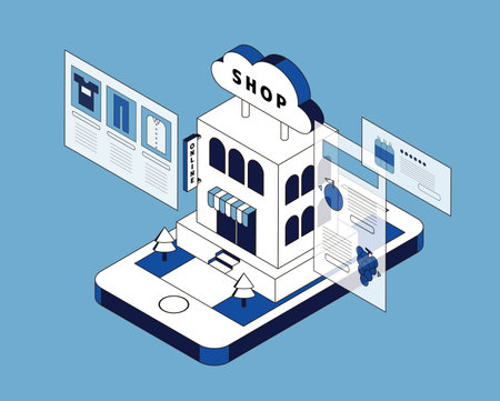 Image of online shopping isometric