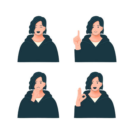 Illustration set of men with various facial expressionsのイラスト素材