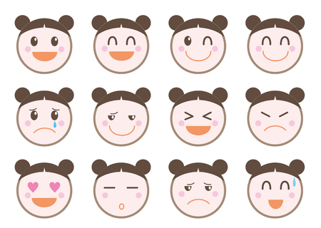 Icon emotion sticker (Girls)のイラスト素材