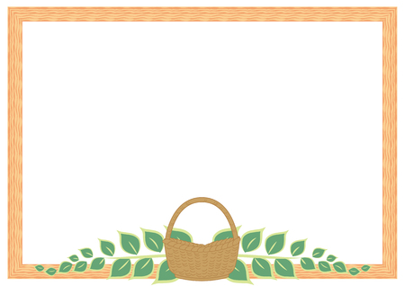Leaf and basket frame with message spaceのイラスト素材