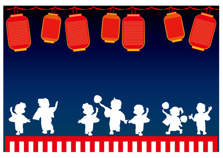 Bon Festival dance-Traditional events in Japanのイラスト素材
