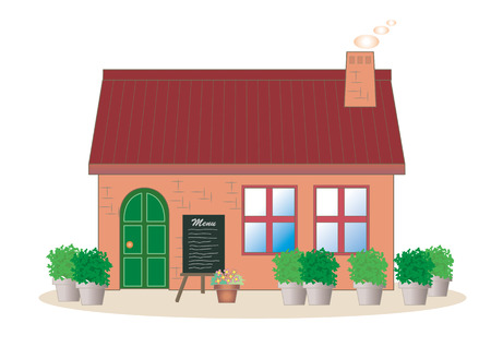 restaurant building and menu boardのイラスト素材