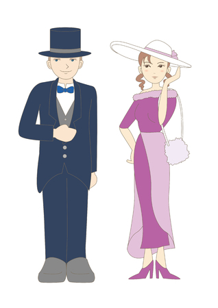 retrospective gentlemen and ladiesのイラスト素材