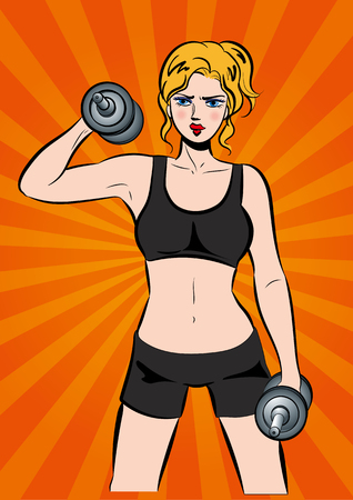 women with dumbbells-Vector material for fitnessのイラスト素材