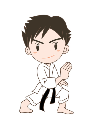 Karate pose boyのイラスト素材