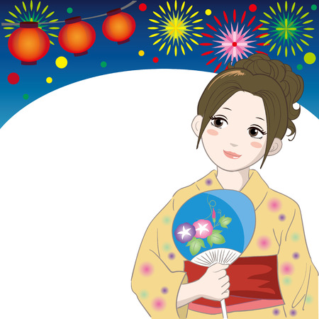 A japanese yukata girl imageのイラスト素材