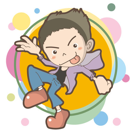 Boy enjoying hip hop vector illustrationのイラスト素材