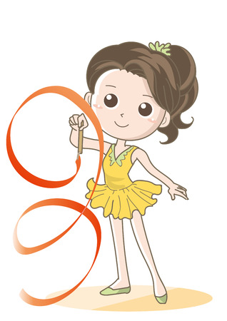 Rhythmic gymnastics child-Ribbonのイラスト素材