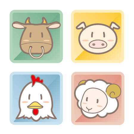 Set of different animals in square frames.のイラスト素材