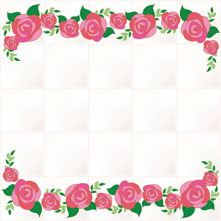 Rose frame tile backgroundのイラスト素材