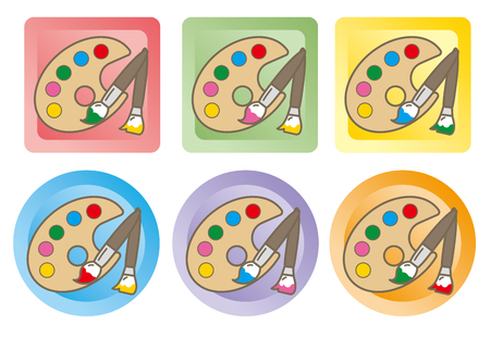 Painting palette and brush-icon setのイラスト素材
