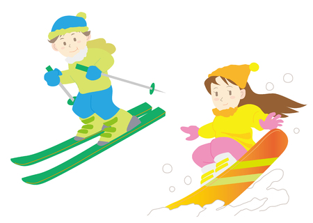 Ski and snowboard setのイラスト素材