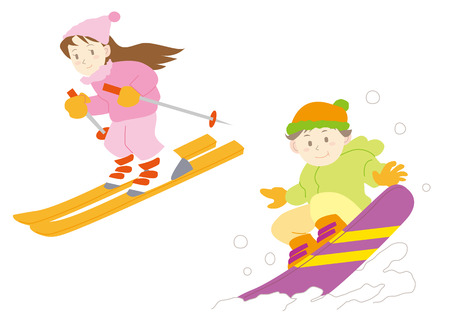 Ski and snowboard setのイラスト素材
