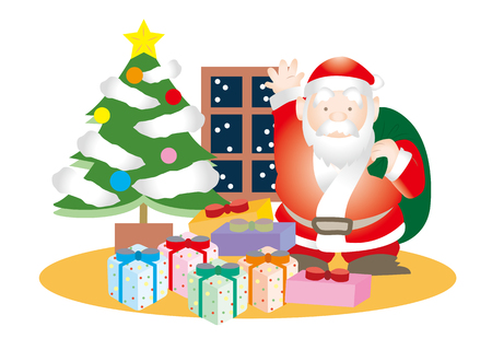 Santa Claus and lots of presentsのイラスト素材