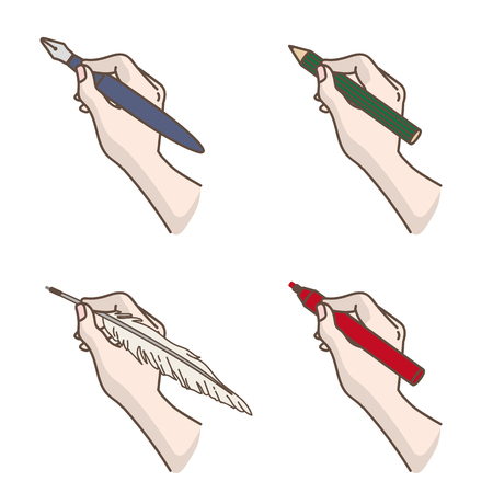 Writing hand-Variation setのイラスト素材