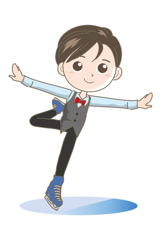 Figure skating boy image-cute poseのイラスト素材