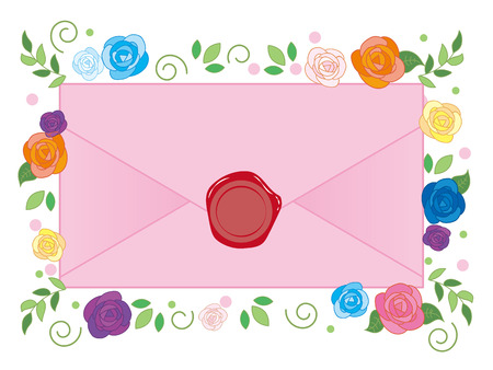 Envelope and sealed-Flower Backgroundのイラスト素材