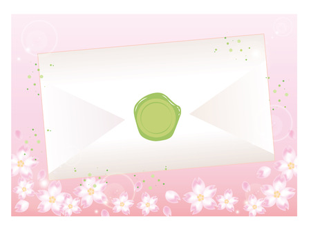 Envelope and sealed-Cherry Blossoms Backgroundのイラスト素材