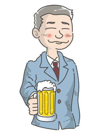 Office worker-Drunk scene with beerのイラスト素材