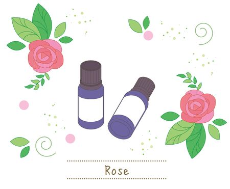 Aroma oil and small bottles - Rose imageのイラスト素材