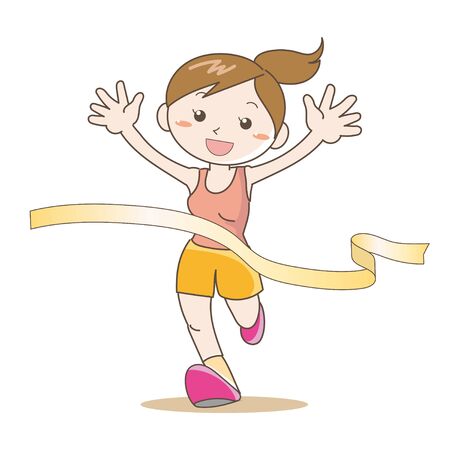 Marathon goal image - womanのイラスト素材