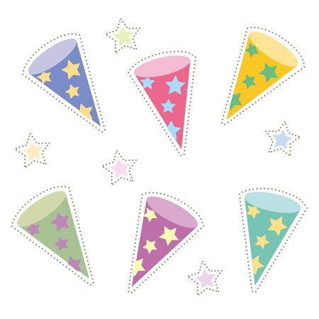 Party Popper set -Outlined frames-のイラスト素材