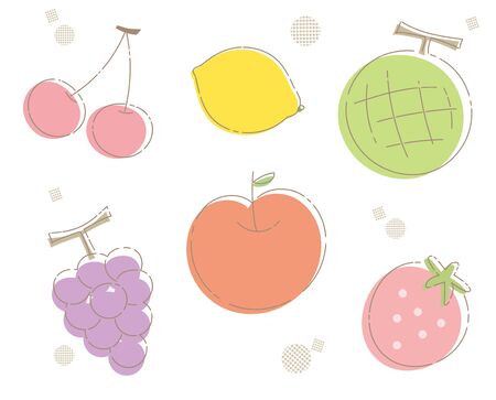 Fresh fruits Various -Outlined Frame-のイラスト素材