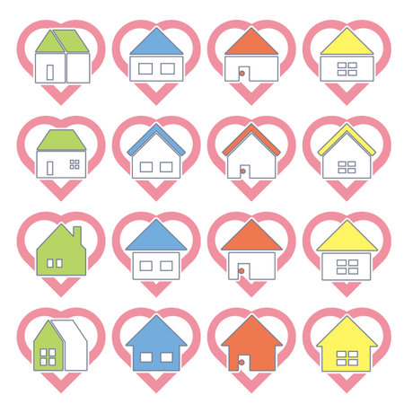 Stay at home icon 16setのイラスト素材