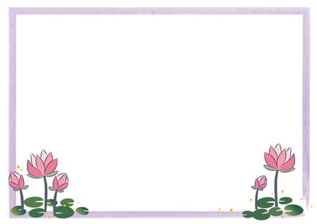 Lotus flower - decorative border frameのイラスト素材