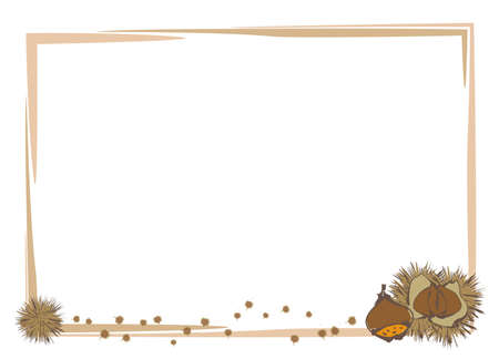 Autumn frame decorated with chestnutsのイラスト素材
