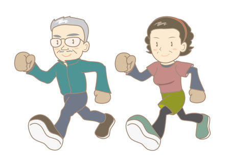 Senior couple jogging imageのイラスト素材