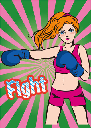 Retro Cartoon Pop Art - Womenâs boxingのイラスト素材