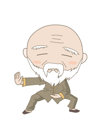 Tai Chi pose - old man  enjoying exerciseのイラスト素材