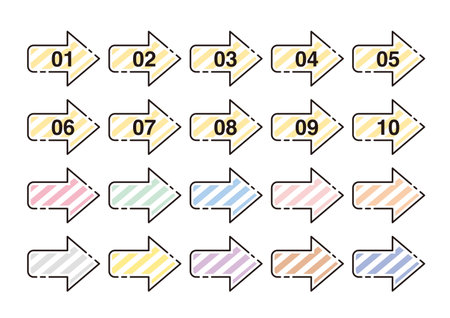 Arrow icon set - stripe patternのイラスト素材