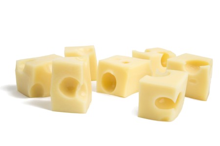 The perfect pieces of swiss cheese の写真素材