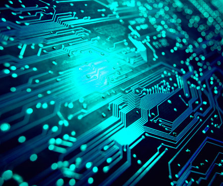 Closeup of electronic circuit board.Focus in gradient!