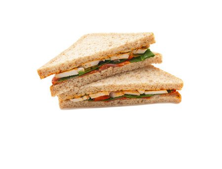 Healthy ham sandwich with cheese, tomatoes and lettuce