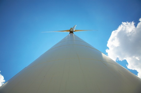 Wind turbine in the blue skyの写真素材
