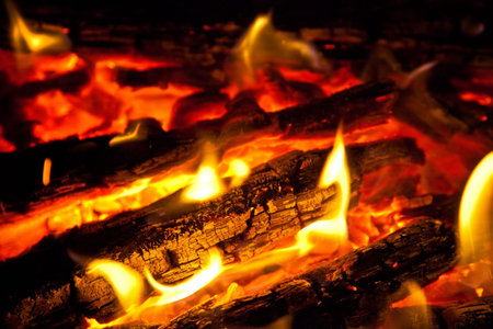 background from a fire, conflagrant firewoods and coals