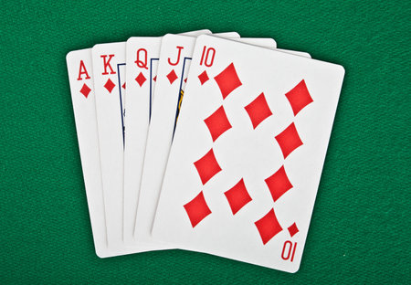 A royal straight flush playing cards poker hand