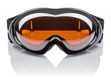 Ski goggles on the white background with reflectionの写真素材