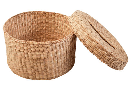 empty basket isolated on a white backgroundの写真素材