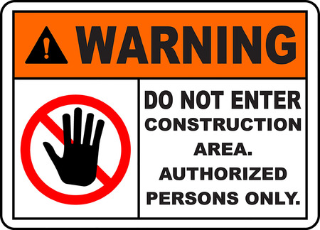 Warning Do Not Enter Construction Area Authorized Persons Only Signage の素材 Fy ストックフォトのamanaimages Plus