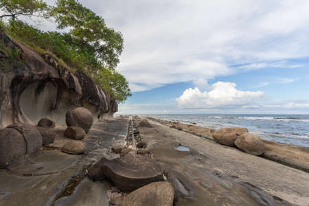 abstract rock shapes on the stony coast of borneo - malaysiaの写真素材