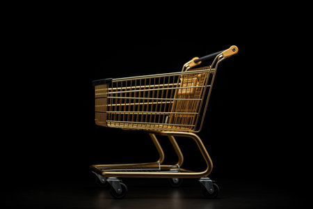 on a black background empty grocery cartの素材