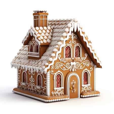 Gingerbread house isolated on white background.の素材