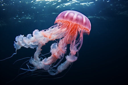 beautiful jellyfish swim in the oceanの素材