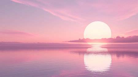 Incredibly beautiful sunset over the sea in soft pink tonesの素材