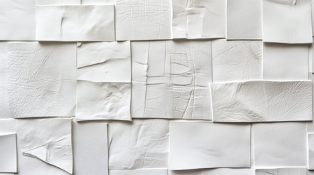 abstract background from pieces of white leather of different texturesの素材